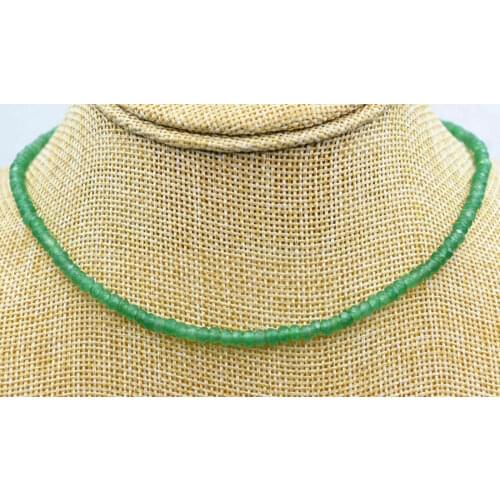 New 2x4mm Faceted Myanmar Natural Emerald Abacus Gems Necklace 18INCH Silver clasp