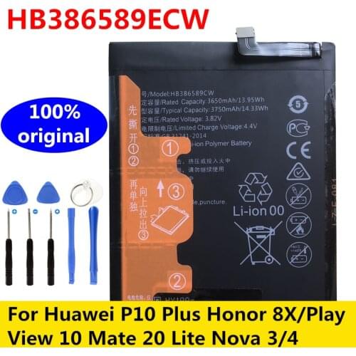 2020 New Original Battery HB386589ECW For Huawei P10 PLUS Honor 8X Honor Play Honor View 10 V10 Mate 20 Lite Nova 3 Nova 4+tools