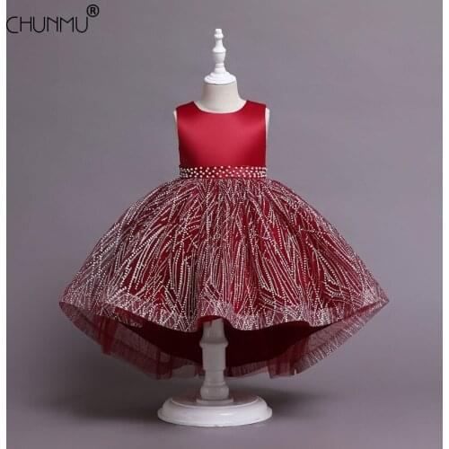 Flower Princess Girls Dress Lace Petal Children Party Wedding Dress Gown Tutu Kids Dresses for Girls Birthday Party Dress