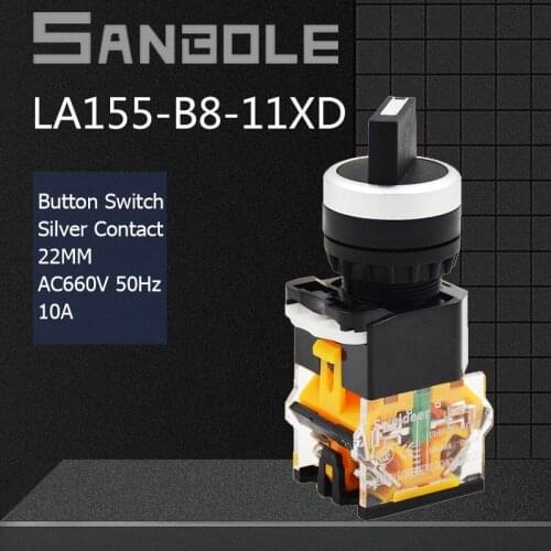 Rotary Knob Switch LA38-11X2 20X3 Two/Three Positions 22mm Rotating Black Push Button Reset/Momentary Locking/Latching