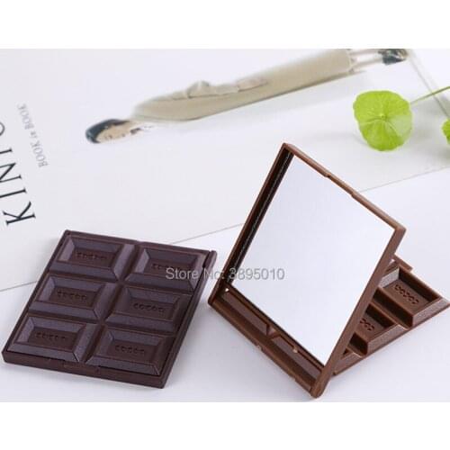 Cute Chocolate Cookie Shaped Square Pocket Mirror Mini Foldable Makeup Mirror F977
