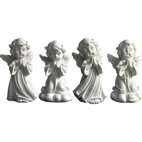 Praying Angle Sculpture With A Winged Desktop Mini Cute Resin Decorative Statue Waterproof Sturdy And Durable Material