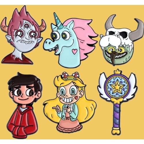 SP1467 Cute Girl Enamel Pin Brooches Cartoon Creative Metal Brooch Pins Denim Hat Badge Collar Jewelry Anime Fans Gift