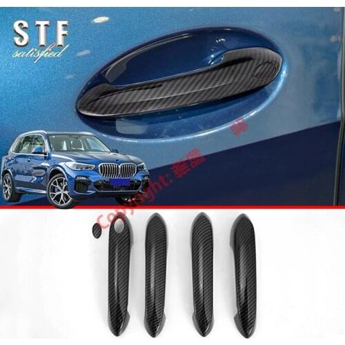 Carbon Fiber Style Car Decoration Door Handle Cover Trim Molding With Smart Hole For BMW X5 G05 2019 2020