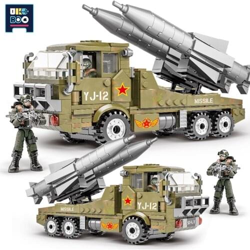 UKBOO 375PCS YJ-12 Anti-Ship Missile Vehicle Building Blocks City Fight Army Weapons Soldier Figures Bricks Toys for Children