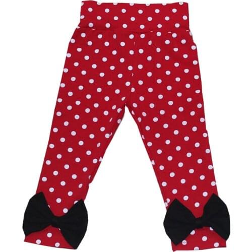Girls Spring Pants Harem Princess Boys Red Dot Kids Leggings With Bows Children Cotton Elastic Pants
