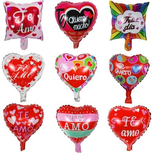 50/100pcs 10inch Spanish Te Amo I Love You Heart Foil Balloons Wedding Valentines Day Mothers Day Party Decoration Air Globos