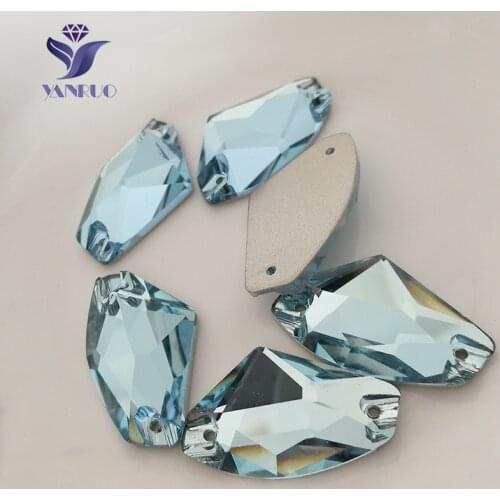 YANRUO 3256 Galactic Aquamarine Sew On Stones Glass Rhinestones Stones Flatback Sewing For Clothes