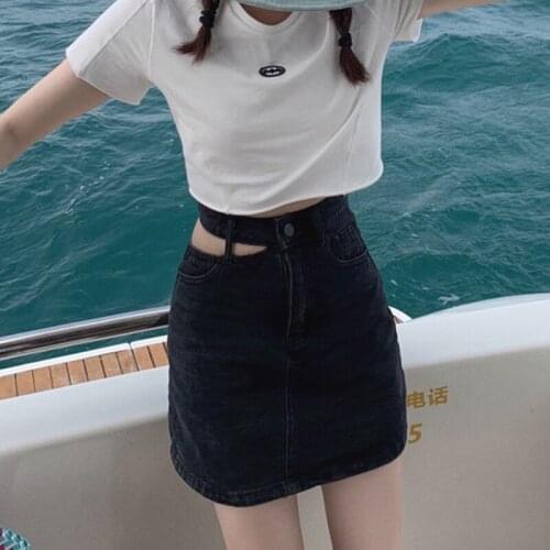 BETHQUENOY Gray Denim Skirts Women 2021 Mujer Faldas Woman A-line Skirt Midi Jupe Saias Mulher Plisada Femme Spodnica Damska