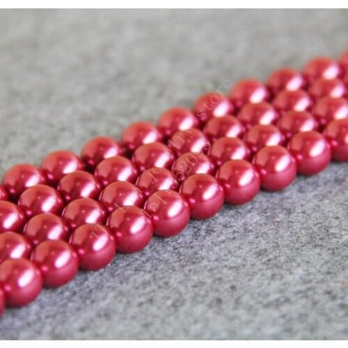 T8348 10mm Rose Red Glass pearl loose beadsFit For Making Bracelet&Necklace DIY Jewelry Fashion beautiful beads wholesale