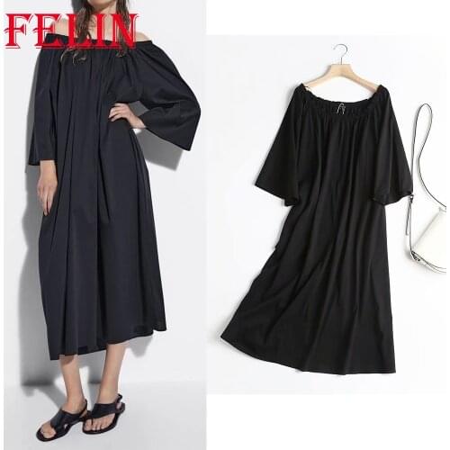 Za 2021 Chic Black Loose Elegant Women Long Dress Wide Sleeve Ruffles Fashion Autumn Women Dress Party Mujer Vestidos