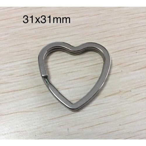 100% Stainless Steel Heart Key Chain Ring Metal Key Rings 31x31mm Keychain Loop High Polished Wholesale 100pcs