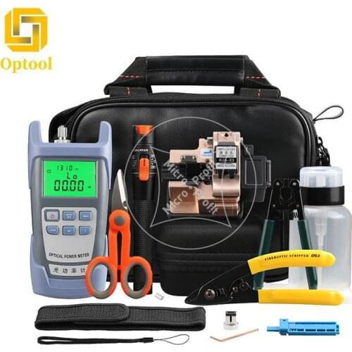 16PCS FTTH Fiber Optic Tool Kit aua x1 Fiber Optical Cleaver Fiber Optical cutter and 10mW Visual Fault Locator Stripper Tool