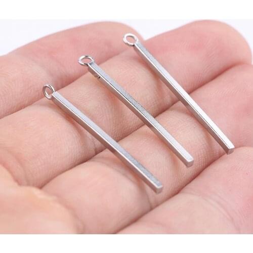 Reidgaller 20pcs 30mm long bar shape stainless steel earring trailer charm connector findings diy jewelry making accessories