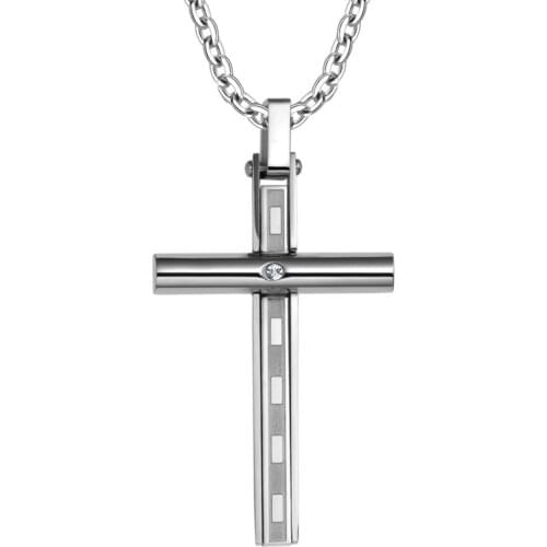 304# Men Simple Stainless Steel Pendants Women Sliver Color Necklace High Quality Trend Unisex Cross Necklace Christmas Gift