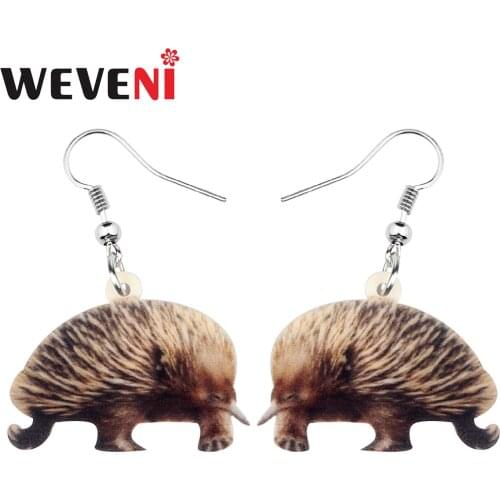 WEVENI Acrylic Cute Australian Echidnas Earrings Dangle Drop Unique Animal Jewelry For Women Lady Girl Gift Decoration Wholesale