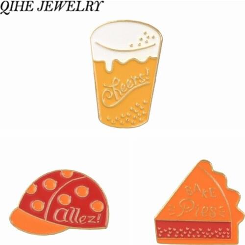 QIHE JEWELRY Pie Hat Pin Set Cartoon pins and brooches Quote jewelry Brooches for men women unisex Accessories