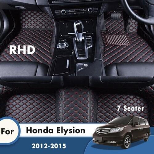 RHD Car Floor Mats For Honda Elysion 2015 2014 2013 2012 7 Seater Leather Waterproof Carpets Styling Foot Pads Car Accessories