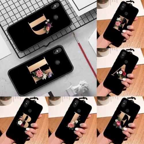 Rose art Initial Letter Shell Phone Case For Xiaomi Redmi Note 4 4x 5 6 7 8 pro S2 PLUS 6A PRO