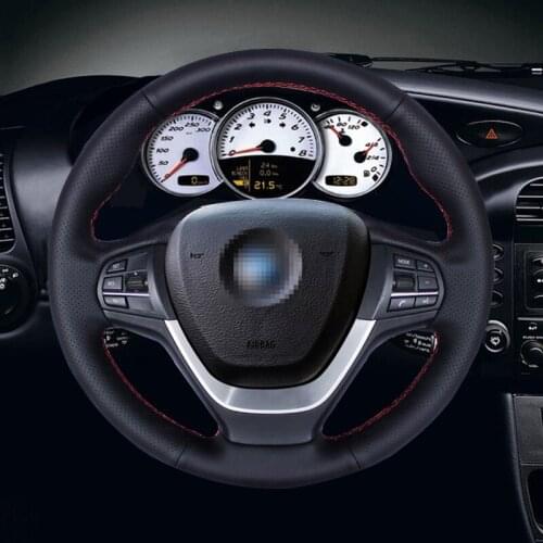 Black Artificial Leather Car Steering Wheel Cover for BMW F25 X3 2011-2015 F26 X4 2014-2016