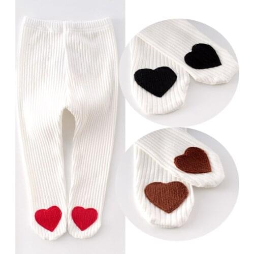Cartoon heart design baby pantyhose solid color stripe infant kids stocking toddler legging children pantyhose trousers meias