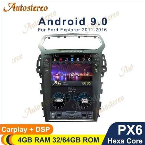 For Ford Explorer 2011+ 4G SIM Tesla Style Android 9.0 Car GPS Navigation Stereo Head Unit Multimedia Player Auto Radio Carply