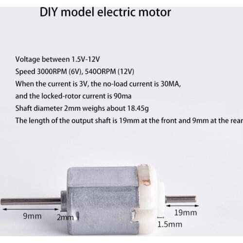DC1.5V-12V Double Shaft Motor 3000RPM-5400RPM Electric Micro Motor For DIY Model Motor,Toy Model, Fan Shaft diameter 2mm