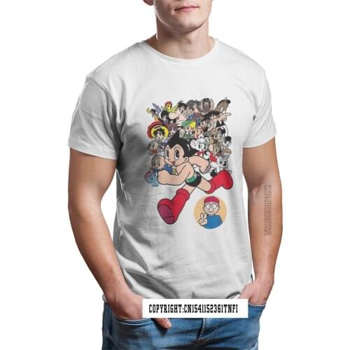 Tetsuwan Atom Anime Astro Boy Manga Characters T Shirt For Men Anime Clothes Crew Neck 100% Cotton New Tops Tshirt