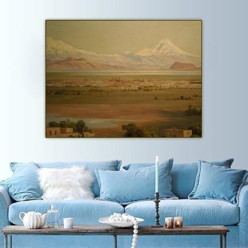Holover Jose Maria Velasco"Popocatépetl E Iztaccihuatl"Canvas Oil Painting Western Art Decor Poster Wall Aesthetic Decoration