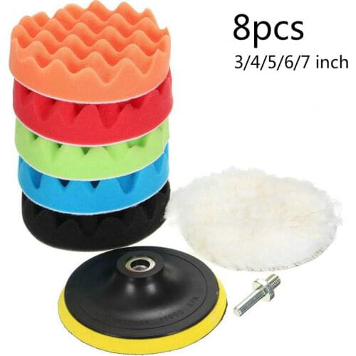 8Pcs/Set Car Polishing Pad 3/4/5/6/7 inch Sponge Buffing Waxing Boat Car Polish Buffer Drill Wheel polisher Removes Scratches