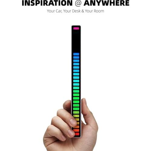 Audio Spectrum Indicator Bar Voice Sound Control RGB For Car RGB Colorful Dynamic Rhythm Gray Micro USB Audio Accessories 2021