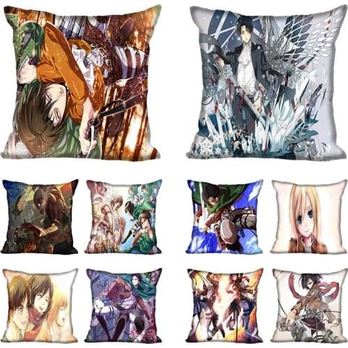 Custom Pillowcase Cover Attack on Titan Square Zipper Pillow Cover (Two Sides) Print Your Pictures Cool Pillow Cases
