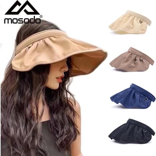 Mosodo Sun Visor Hats for Women Roll up Headband Anti-UV Shell Shape Cap Beach Hat with Wide Brim Outdoor Travel Caps Summer Hat