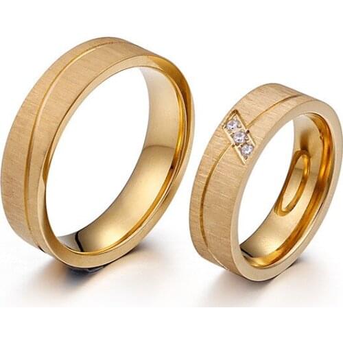 Korean jewelry Korean version of gold coloren frosted curved titanium steel ring couple ring men and women ring