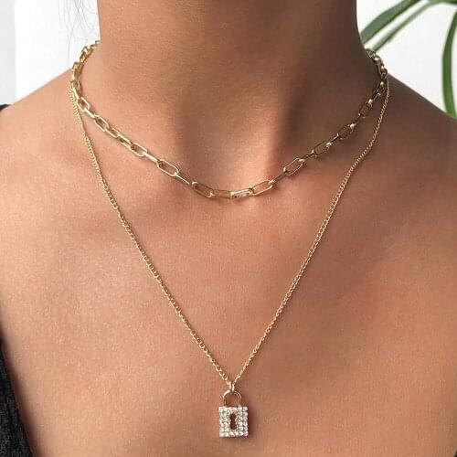 Hot Selling Womens Necklace European And American Fashion Creative Double Layer Alloy Pendant Clavicle Chain