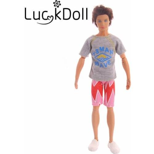 LUCKDOLL Hot Sale T-shirt + Pants Suit Clothing For Ken Doll Accessories Gift Accessories For Dolls