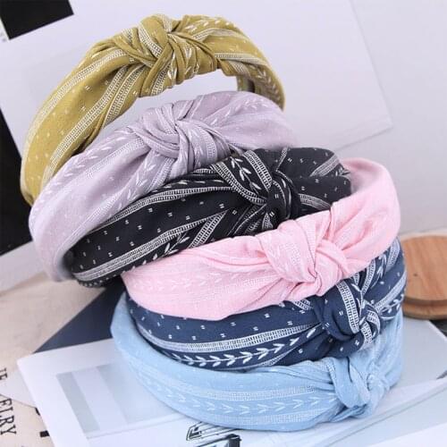 Fashion Leave Fabric Hairband Sweet Top Knot Headband Hoop For Women Girls Korean Simple Bow Hair Accessories Jewelry Headwear