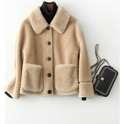 2020New Fashion Trend Particle Cashmere Fur Sheep Shearing Coat Lambs Wool Female Granulated Womens Winter Short Full Composite