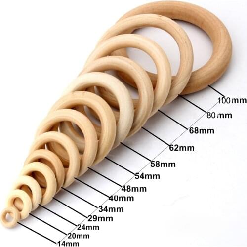 Olingart 15-100mm size mixed Hemu wooden unfinished Ring natural childrens toys DIY Organic Eco-friendly jewelry Making