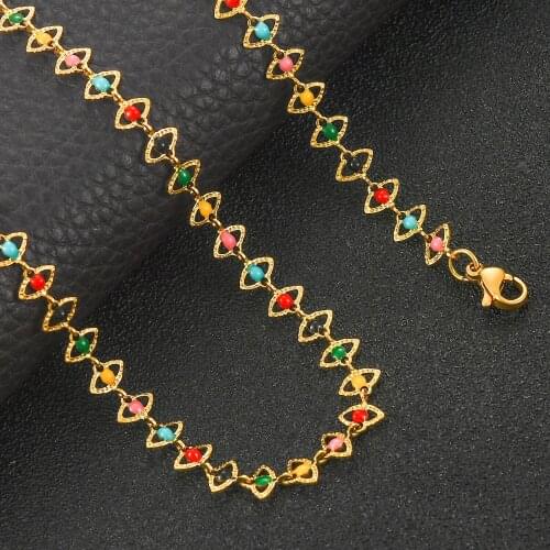 Ward Off Evil Spirits Stainless Steel Mixed Color Eye Chain Fashion Ladies Necklace Gifts Jewelry