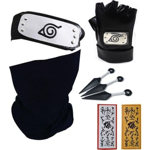 Cosplay Props Hatake Kakashi Gloves Mask Kunai Headband Anime Weapon Accessories Notebook Blue Maskes Toy Gifts Halloween