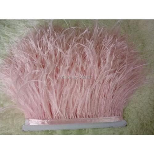 Pink Ostrich Fringe, 10 Yards per lot - Baby PINK Ostrich Fringe Trim feather 5-6inches wide,plumas de avestruz