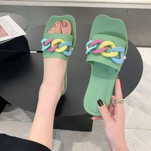2021 New Women Indoor Floor Flat Shoes Girls Summer Non-Slip Flip Flops Bath Home Slippers Female Comfy Slides Candy Zapatos