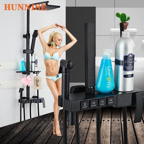 Bathroom Shower Faucet Black Bronze Bathroom Shower Mixer Set Brass Bathroom Faucet Fixture Black Thermostatic Shower Set