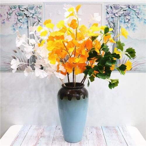 Wedding Faux Leaves Ginkgo Lifelike Decorative Artificial Leaves Fuax Plant