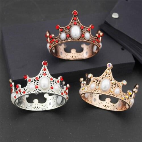 Vintage Little Crown for Children Birthday Tiaras Prom Party Hair Jewelry Small Diadem Cake Crowns Ornaments