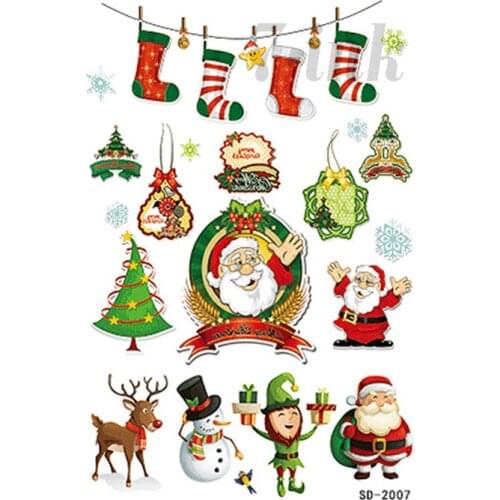 Temporary Tattoo large size Christmas Santa Claus Sock star snowflake tree water Transfer Fake Flash tatto for adults kids