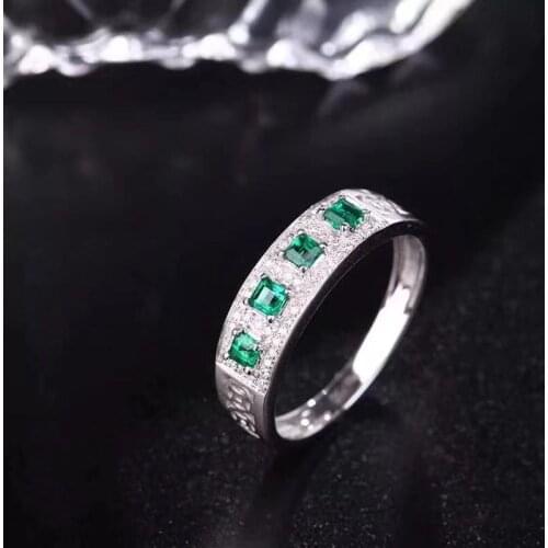 Boutique jewelry 925 sterling silver inlaid Natural Emerald Ring support detection