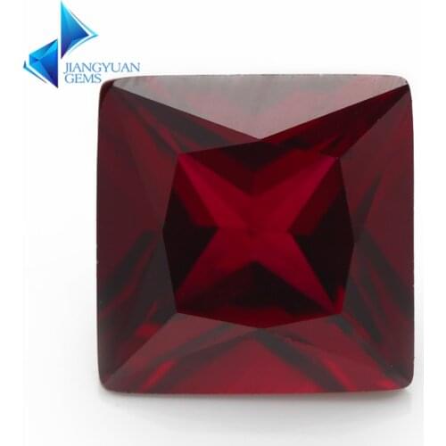 Factory Price Size 2x2~8x8mm Square Cut 8# Red Stone Princess Cut Synthetic Corundum Gems stone For jewelry