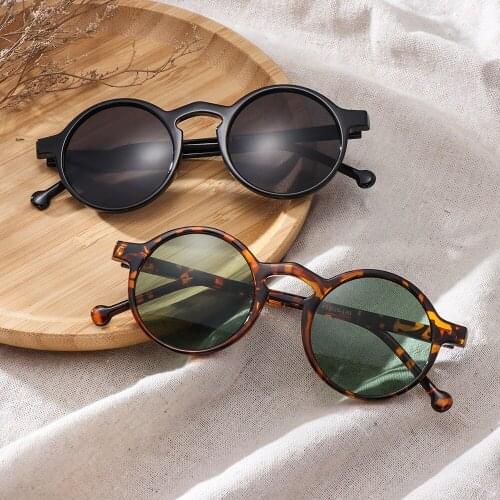Round Frame UV400 Protection Sunglasses for Women Vintage Leopard Black Sun Glasses Fashion Anti-Reflective Eyewear
